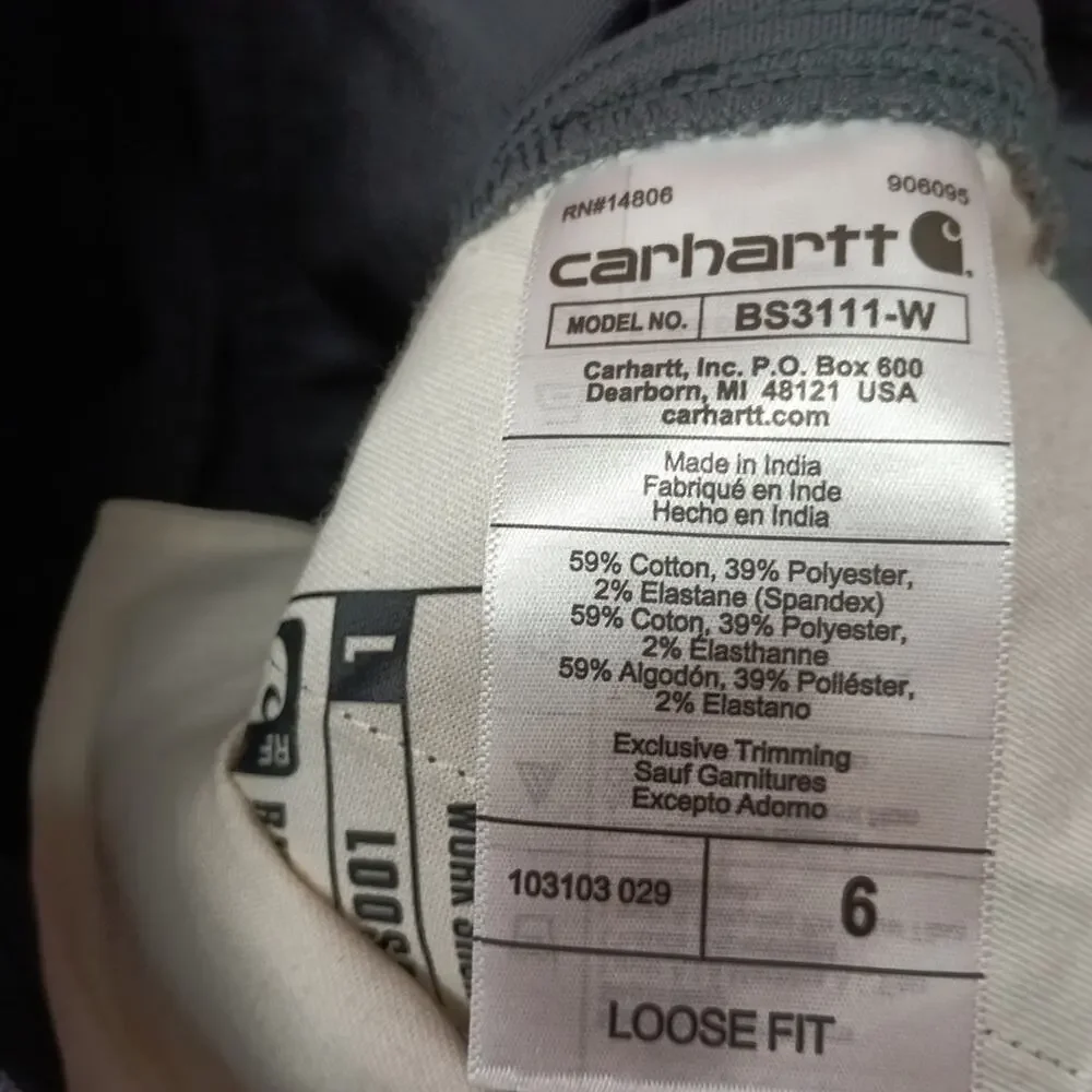 Carhartt Women's Canvas Work Shorts Gray Loose Flex‎ Size 6